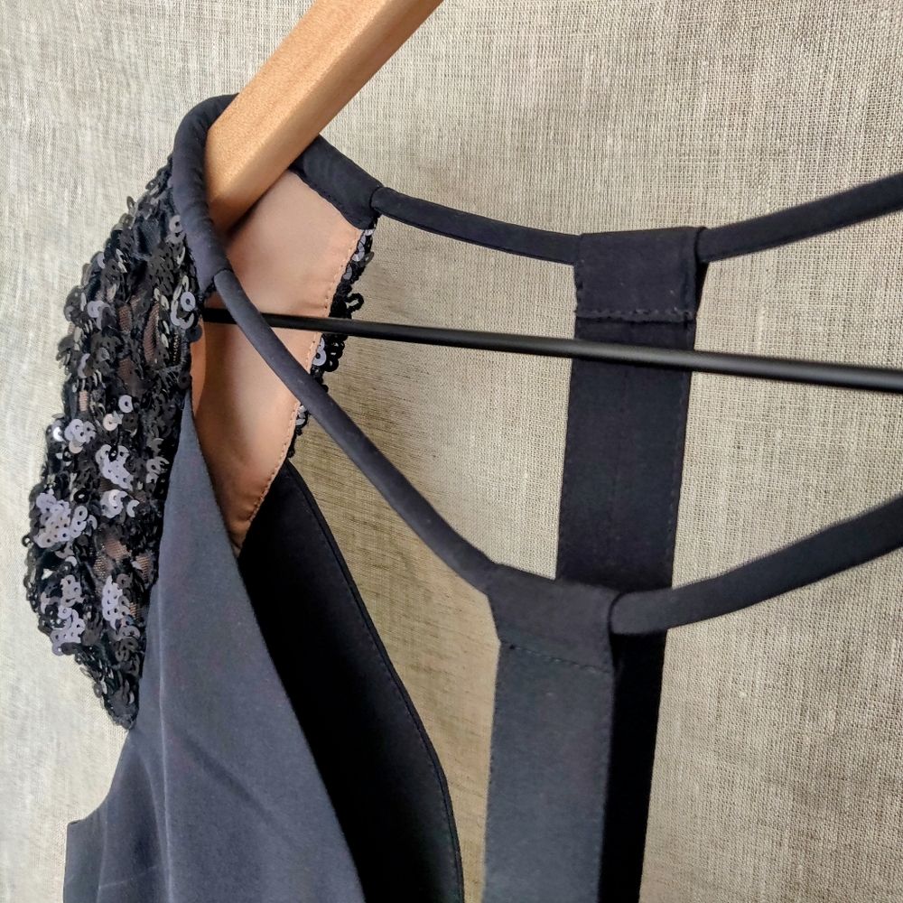BCBGMaxAzria Sierra Blouse with Sequined Cap Sleeves - Picture 3 of 9